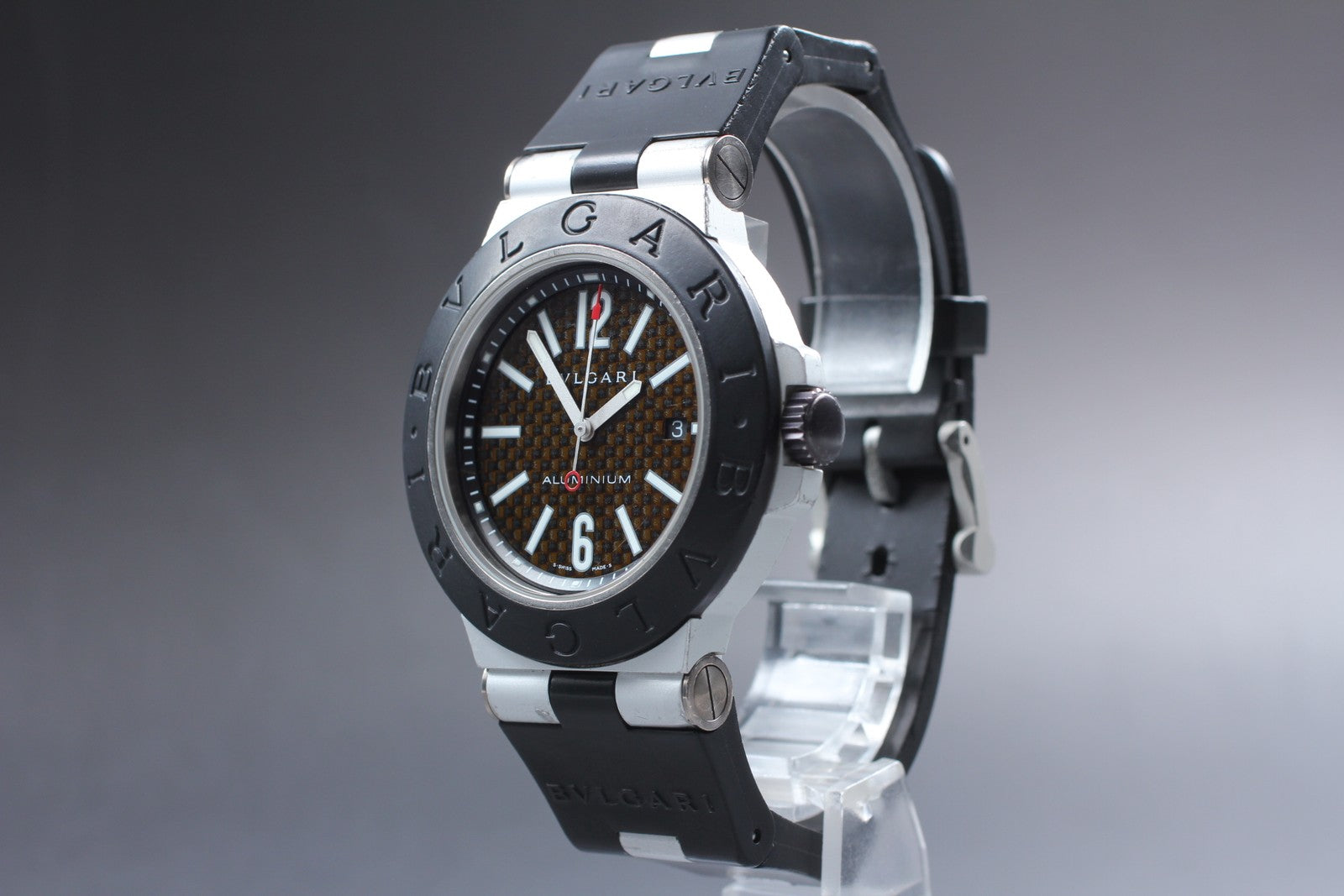 BVLGARI Diagono AL44TA Black Dial Automatic Date Men's Watch 44mm JAPAN