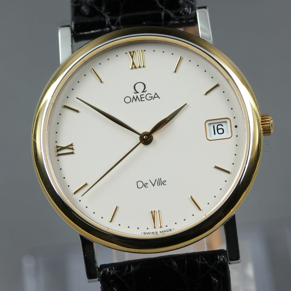 OMEGA De Ville Cal.1532 Quartz White Dial Date Men's Watch 32mm JAPAN Box