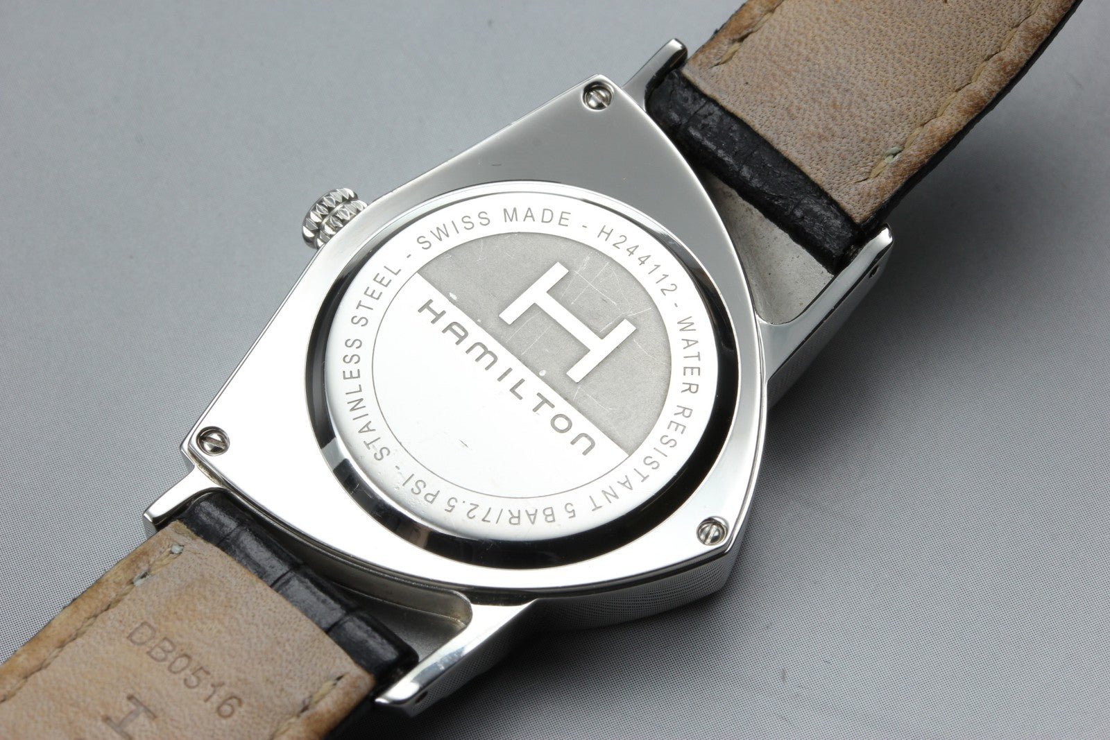 HAMILTON Ventura H244112 32mm Quartz Black Silver Men's Watch [Near MINT]