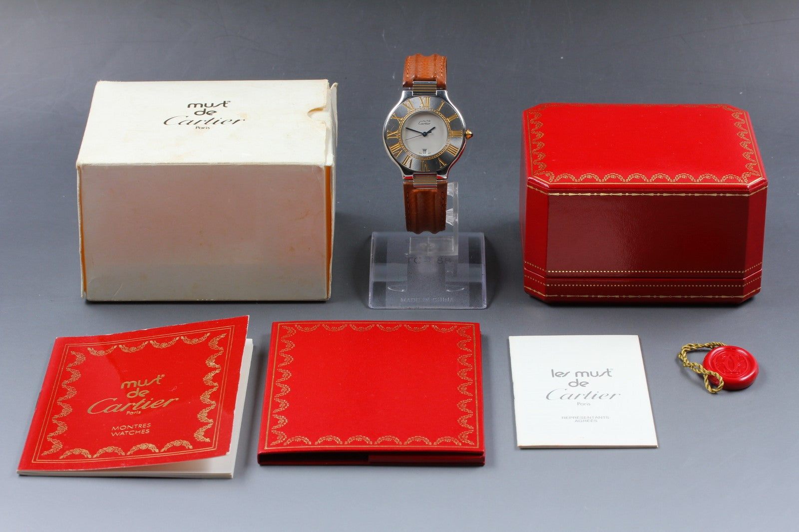 Vintage [Exc+5 Box] Cartier Must de Cartier 21 126000P 34mm Men's Quartz Watch