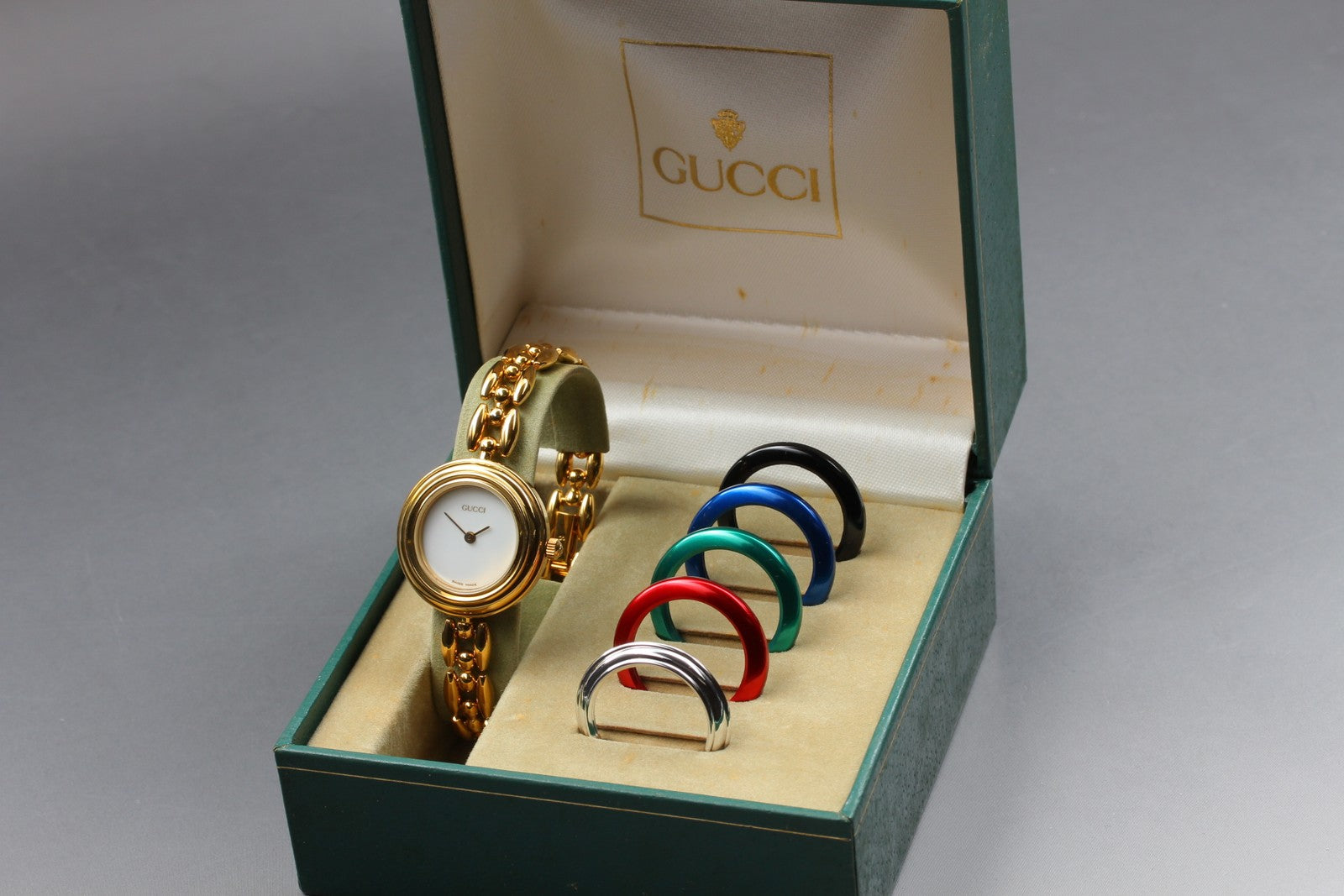 Vintage [Exc+5 Box] GUCCI Change Bezel 11/12.2 6 Colors Quartz Woman’s Watch