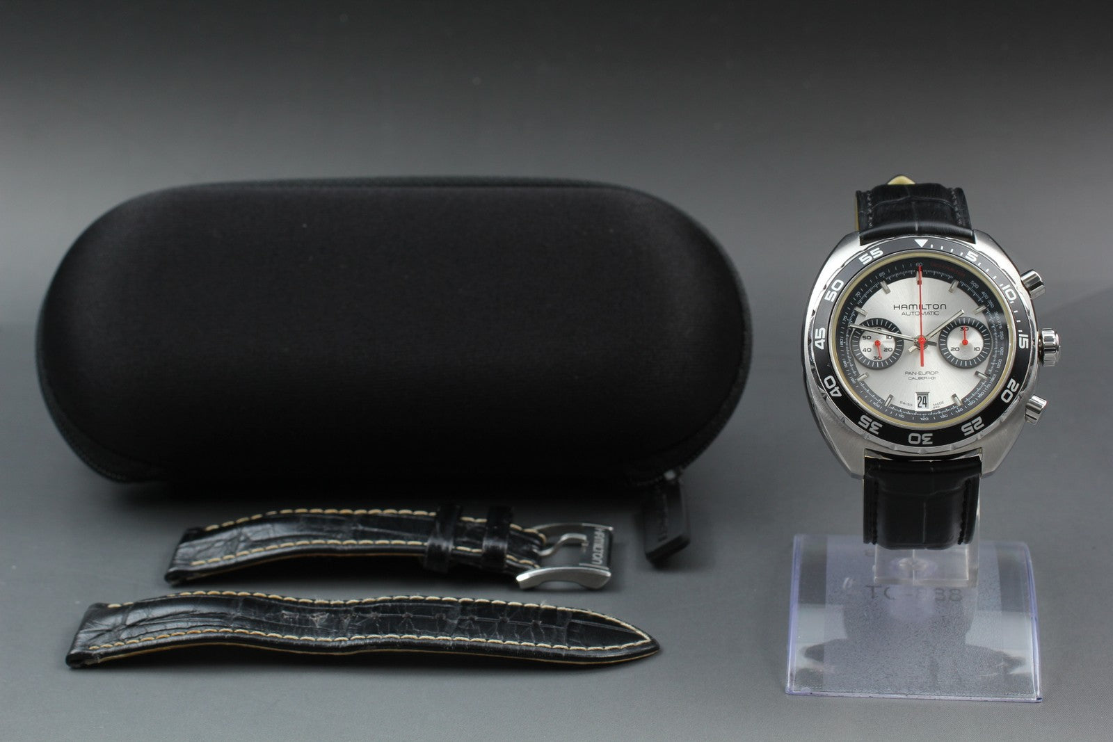 HAMILTON Pan Europ H357560 Chronograph 45mm Automatic Black Silver Men's Watch