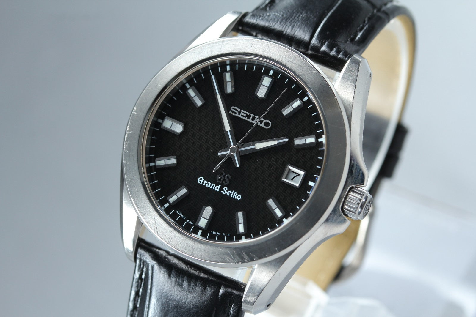 [Exc+5] Grand SEIKO GS 8J56-8020 SBGF021 Black Date Men's Quartz Watch JAPAN