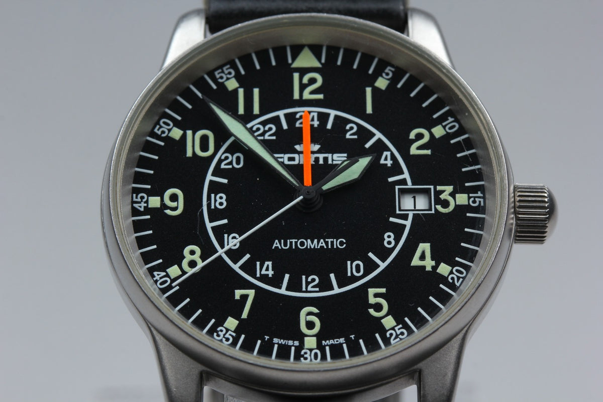 FORTIS Flieger GMT Aviator Pilot 596.10.148 Automatic Black Men's Watch 40mm JP