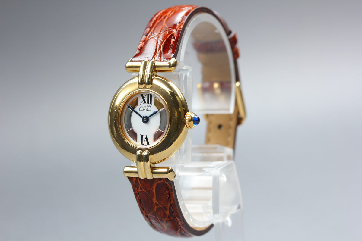 Cartier Must Colisee Vermeil 590002 Brown Gold Women's Quartz Watch Vintage