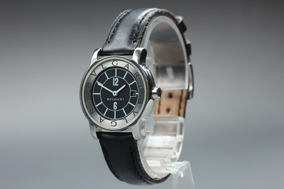 New Batt BVLGARI Solotempo ST29S Quartz Black Women's Watch 29mm JAPAN Box