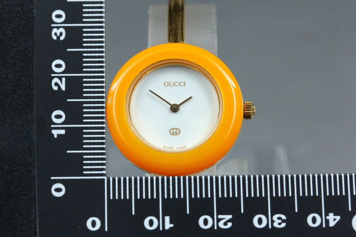 Gucci Change Bezel 11/12 Orange Bezel Gold Women's Quartz Watch Vintage [15.5cm]