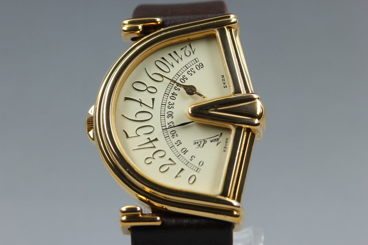 Jean D'Eve Sectora Gold Ivory Dial 30mm Men's Quartz Watch Vintage [Box]