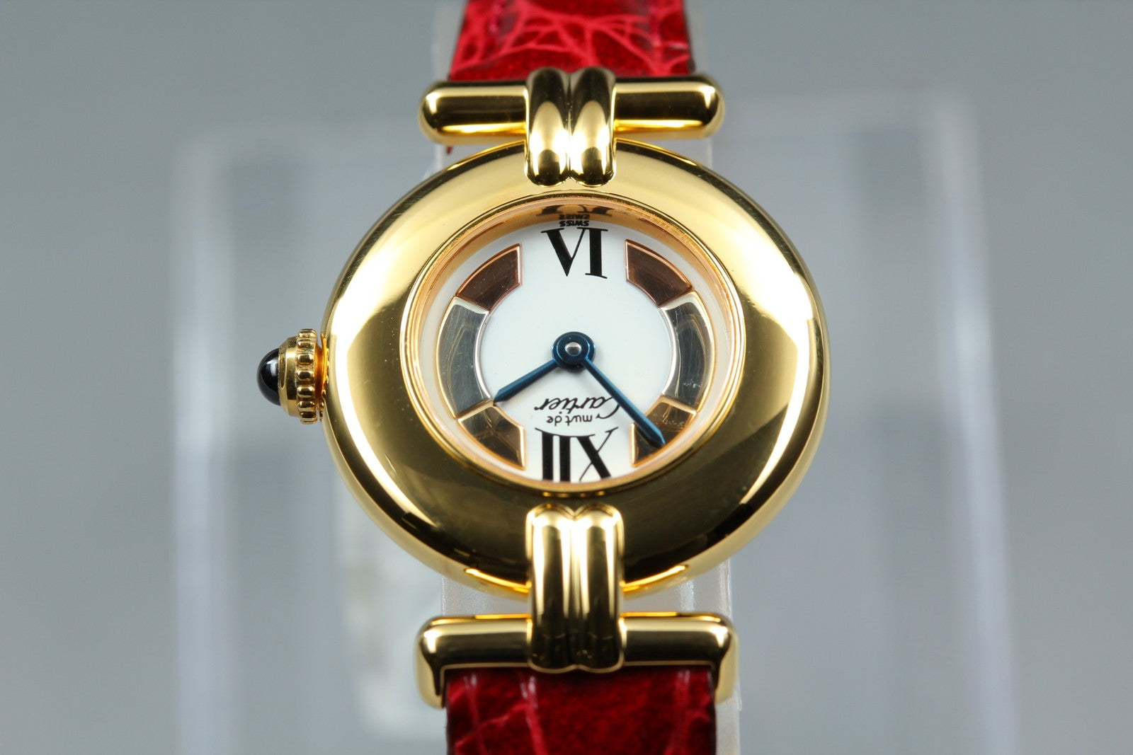 Vintage Cartier Must Colisee Vermeil 590002 Red Women's Quartz Watch [Pouch]
