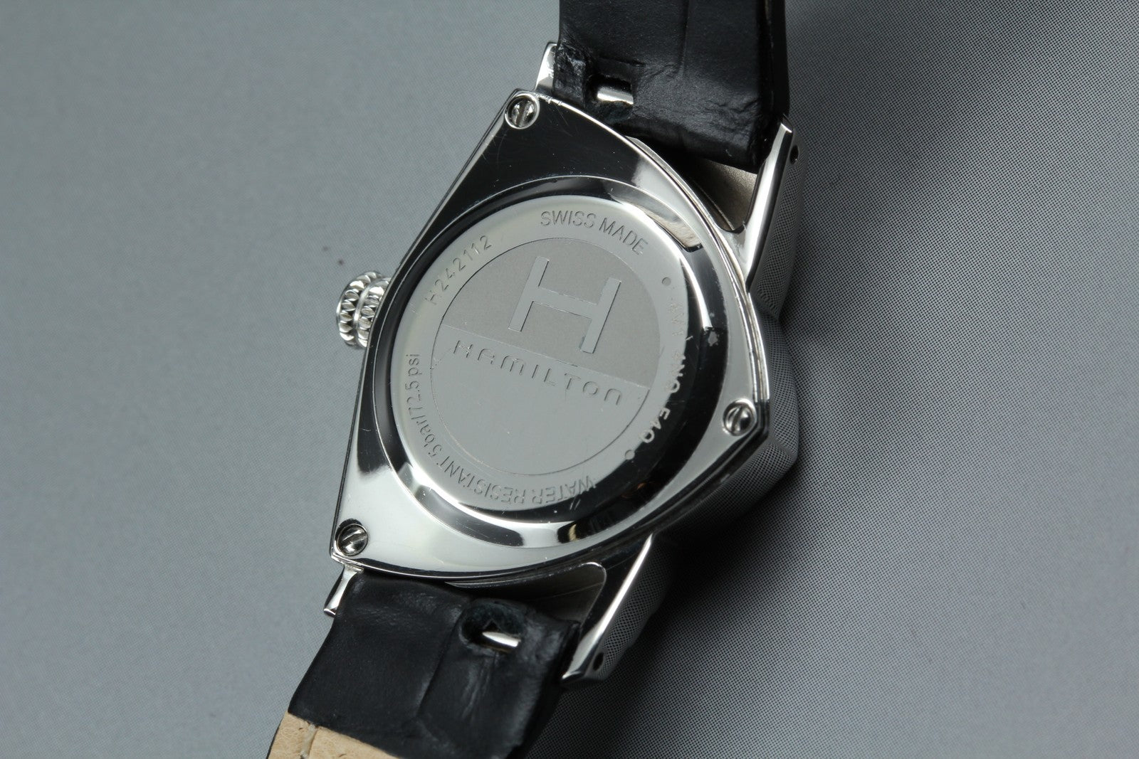 [Exc+5] New Batt HAMILTON Ventura H242112 Quartz Black Women's Watch 24mm JAPAN