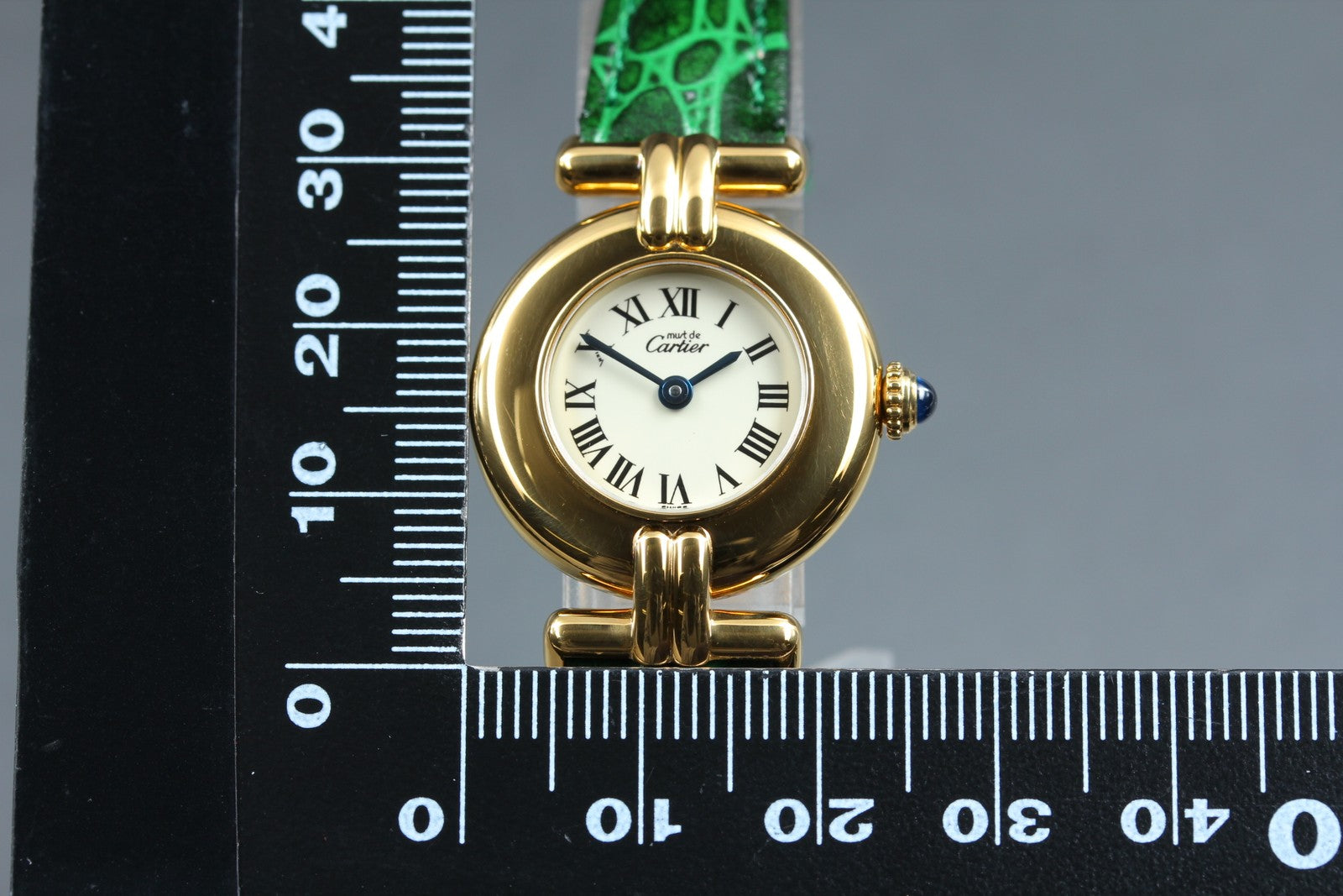 Vintage [w/Box] Cartier Must Colisee Vermeil 590002 Green Women's Quartz Watch