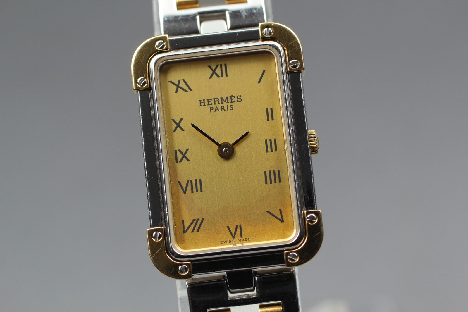 Vintage [Exc+5] HERMES Croisiere CR1.220 Gold Dial 18mm Women's Quartz Watch