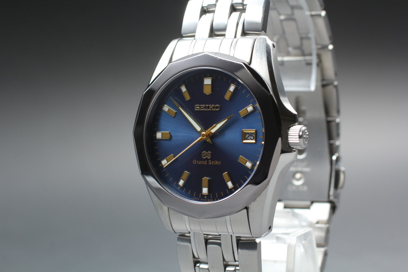 [Near MINT- Box] Grand SEIKO GS 8J56-8000 SBGF003 Blue 36mm Men's Qz Watch JAPAN