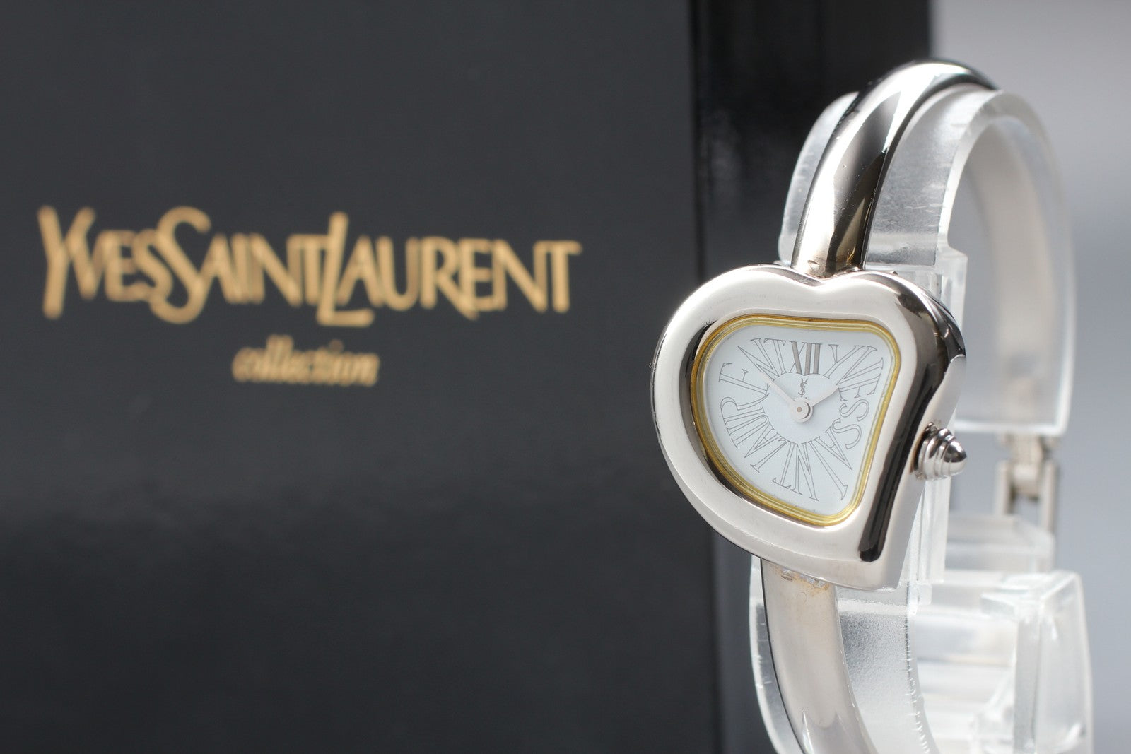 [Exc+5 Box] Yves Saint Laurent Heart 40th Anniversary Silver Qz Women's Watch