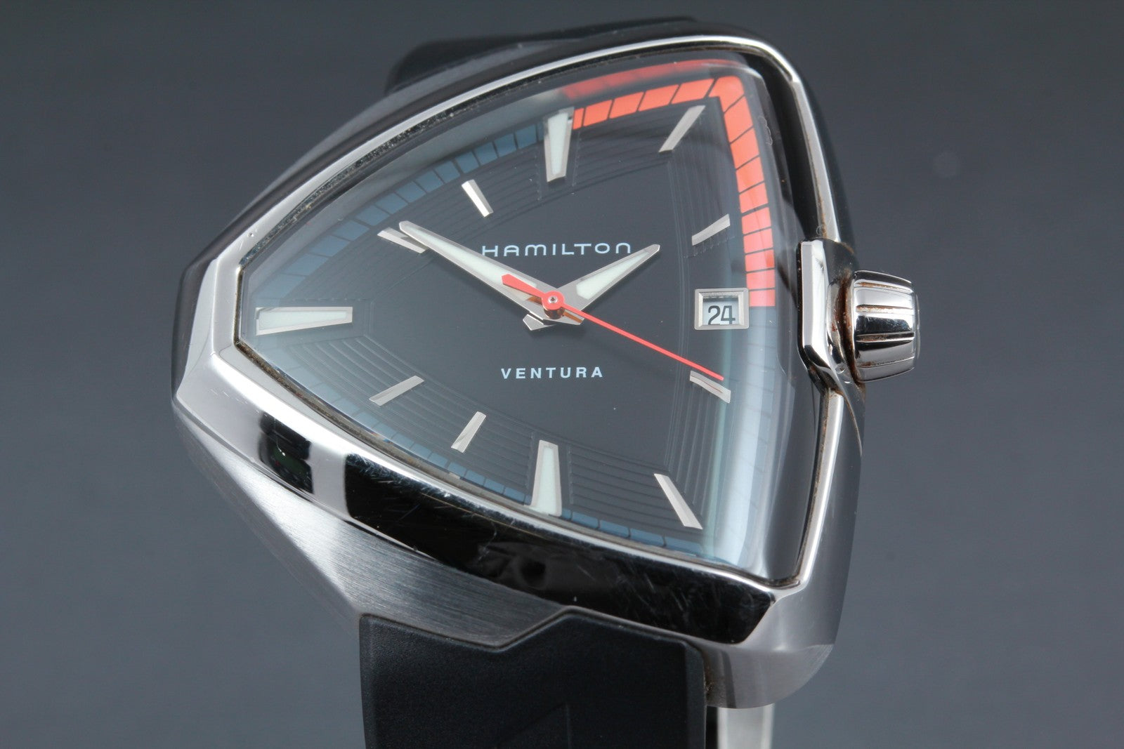 New Batt Hamilton Ventura Elvis80 H245510 Black Date Quartz Men's Watch 41mm JP