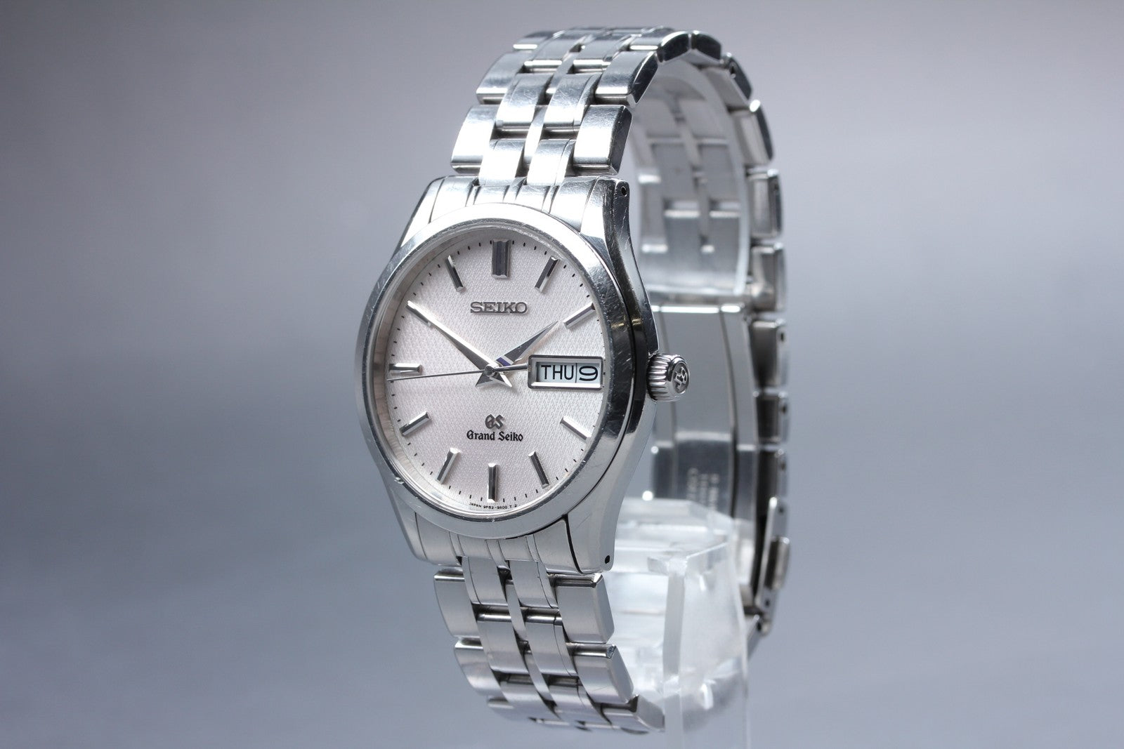 [Exc+5 Box] GRAND SEIKO 9F83-9A00 GS 36mm Silver White Day Date Qz Men's Watch