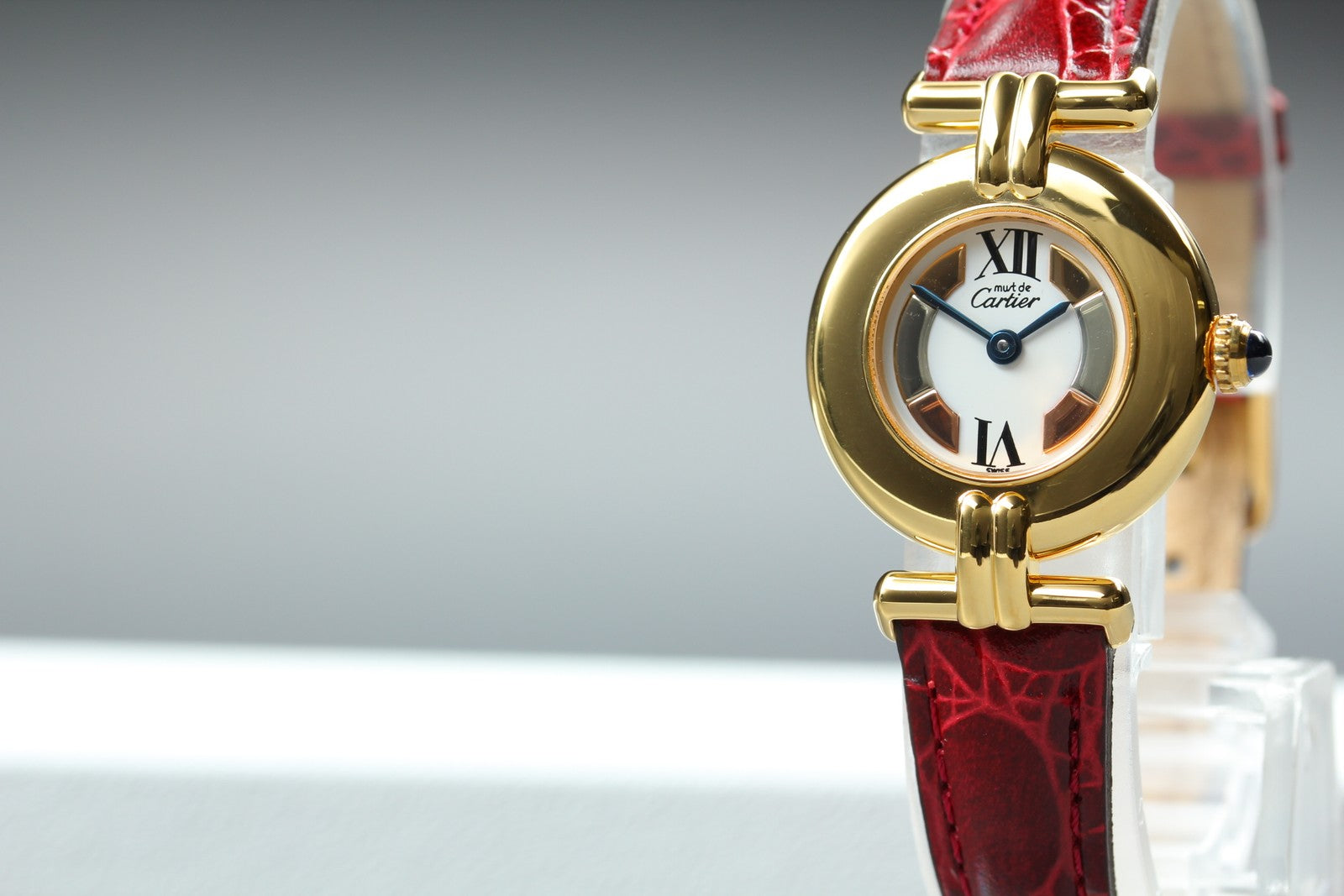 Vintage Cartier Must Colisee Vermeil 590002 Red Women's Quartz Watch [Pouch]