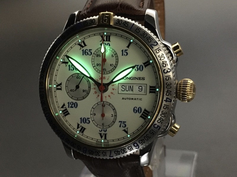 Longines Lindbergh Hour Angle Chronograph L2.618.5 41mm White Dial AT Mens Watch