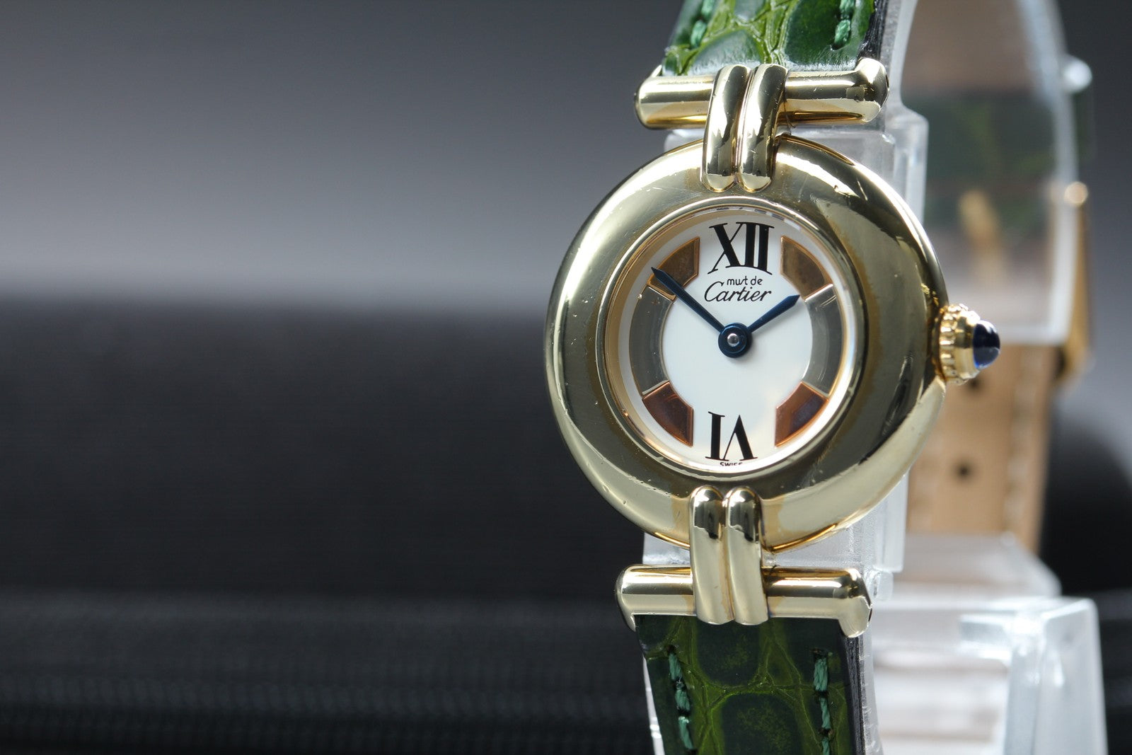 Vintage [Exc+5] Cartier Must Colisee Vermeil 590002 Green Women's Quartz Watch