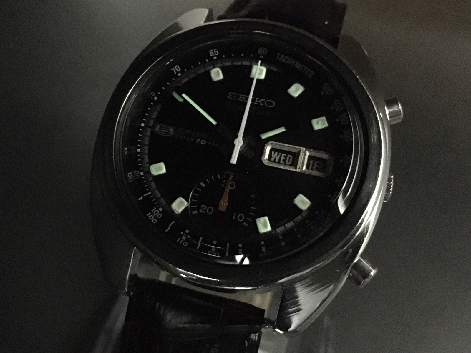 overhauled SEIKO 5 Sports Speed Timer 6139-6010 Automatic Men's Watch 39mm JAPAN