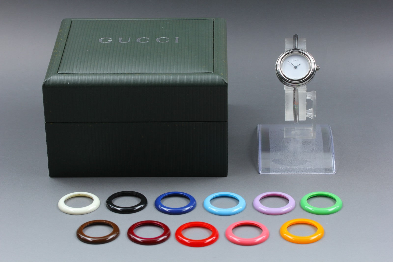 Vintage Gucci Change Bezel 11/12.2L 12 Colors Silver Women's Quartz Watch [Box]