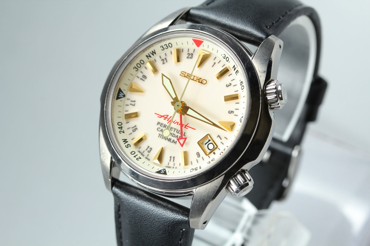 SEIKO Alpinist 8F56-00D0 SBCJ021 Perpetual Calendar Titanium Men's Watch JAPAN