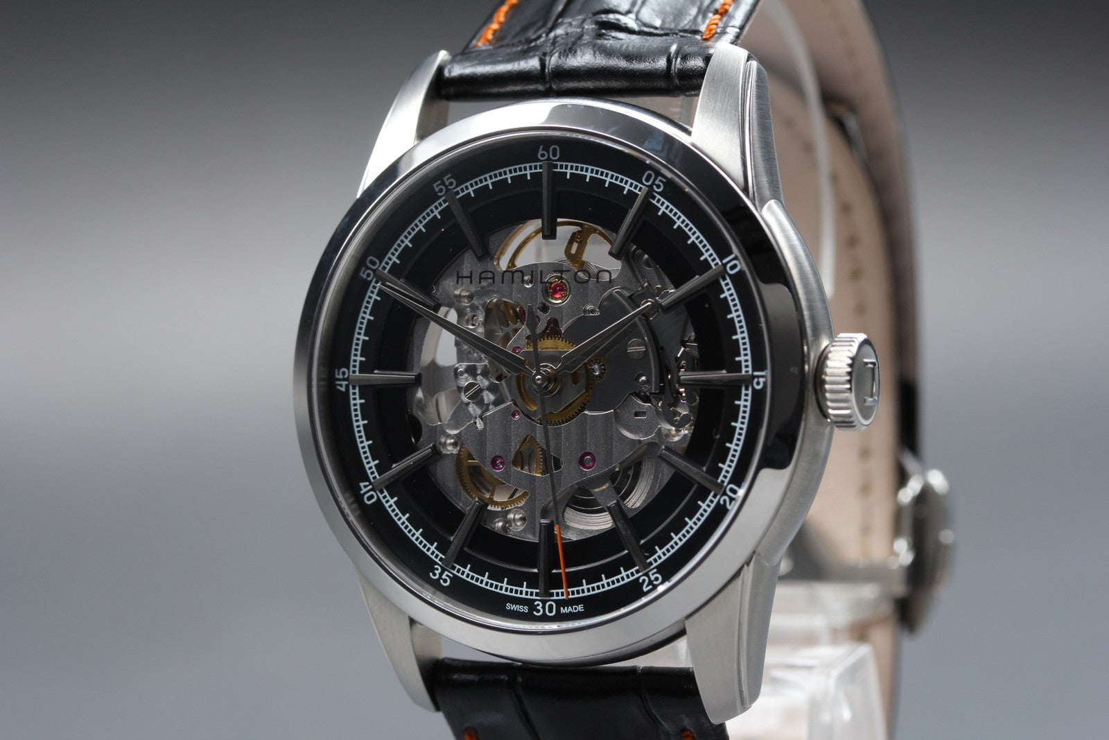 HAMILTON RAIL ROAD H406550 SKELETON 41mm Black Automatic Men's Watch [Box]