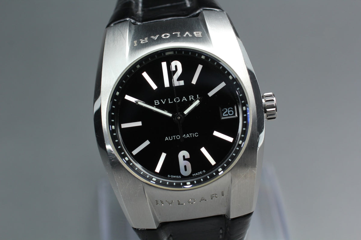 BVLGARI Ergon EG35S Automatic Black Dial Date Men's Watch 35mm JAPAN Box