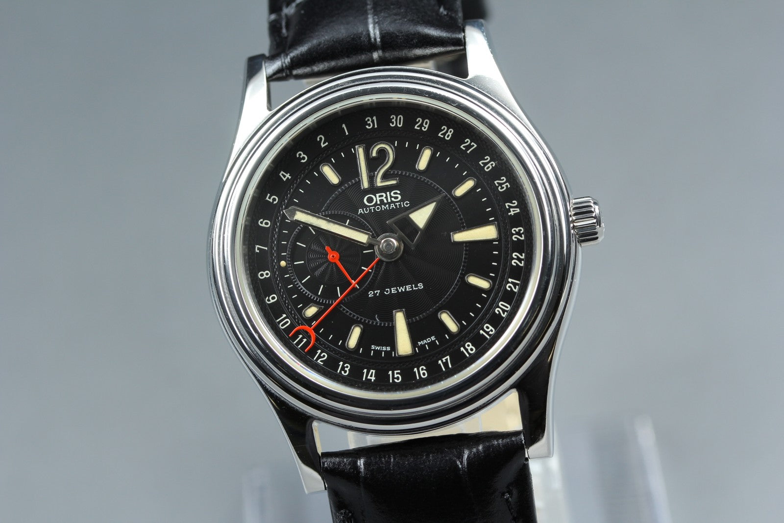 Vintage ORIS Pointer Date 7476 Automatic Black Date Men's Watch 37mm From JAPAN