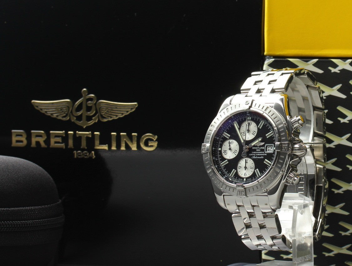 BREITLING Chronomat Evolution A13356 Chronograph Black AT 42mm Men's Watch [Box]