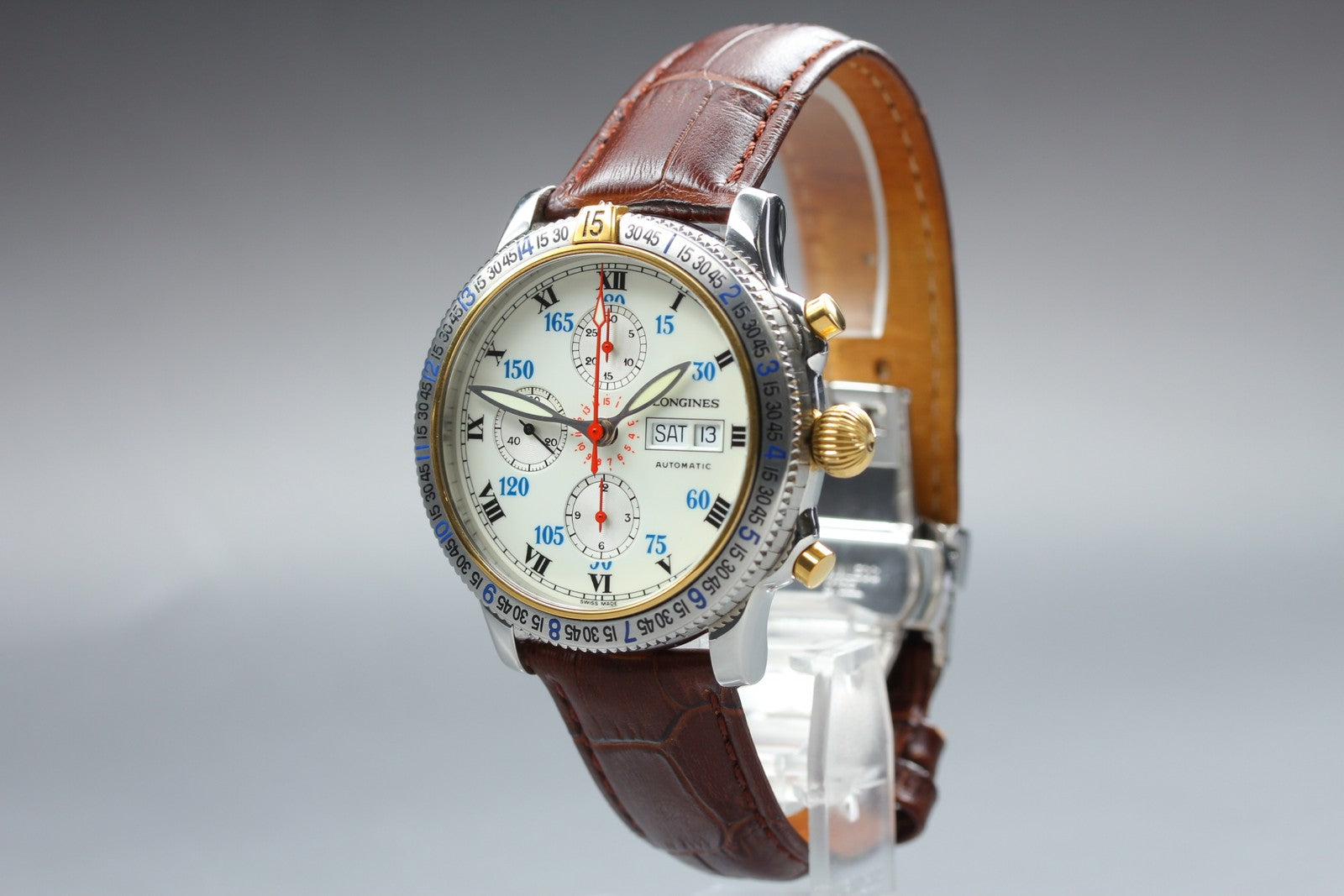 Longines Lindbergh Hour Angle Chronograph L2.618.5 41mm White Dial AT Mens Watch