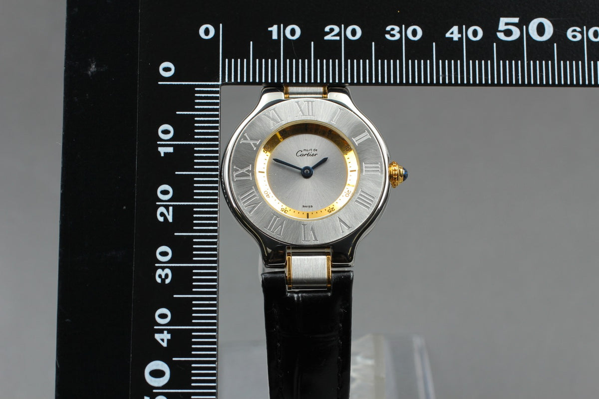 [Exc+4] Cartier Must de Cartier 21 1340 Silver Black 27mm Women’s Qz Watch JAPAN
