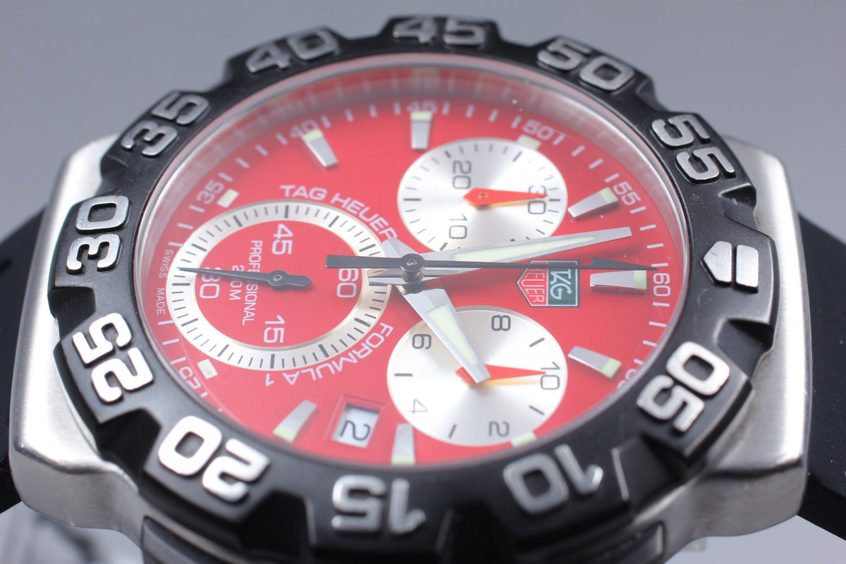 Used TAG Heuer Formula 1 CAH1112 Red Quartz Chronograph Men's Watch 42mm JAPAN