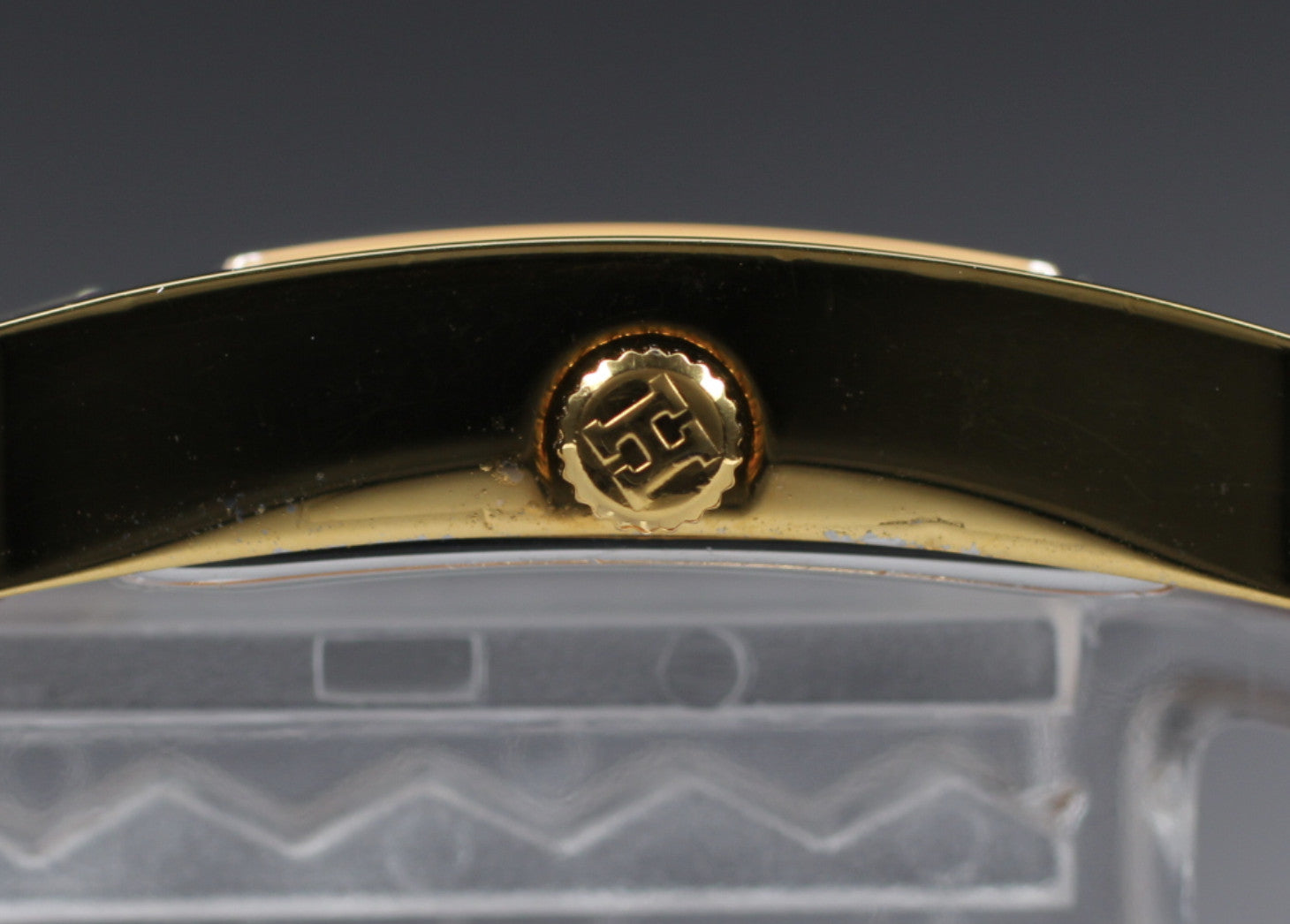 [Exc+5] HERMES H Watch HH1.201 Gold Red "K" 21mm Woman's Watch Quartz From JAPAN