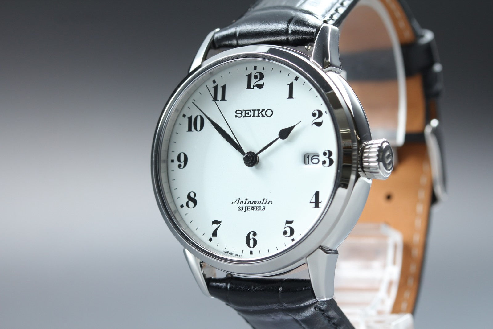 SEIKO Presage 6R15-02Z0 SARX027 AT Enamel Dial White Black 38mm Mens Watch JAPAN
