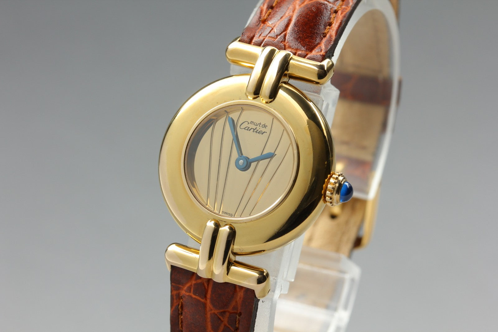 Vintage Cartier Must Colisee Vermeil 590002 Gold Brown Women's Qz Watch [Box]