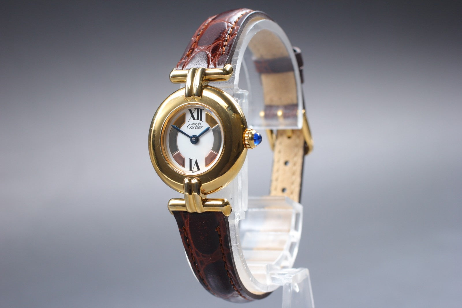 Vintage [Exc+5] Cartier Must Colisee Vermeil 590002 Gold Brown Women's Qz Watch