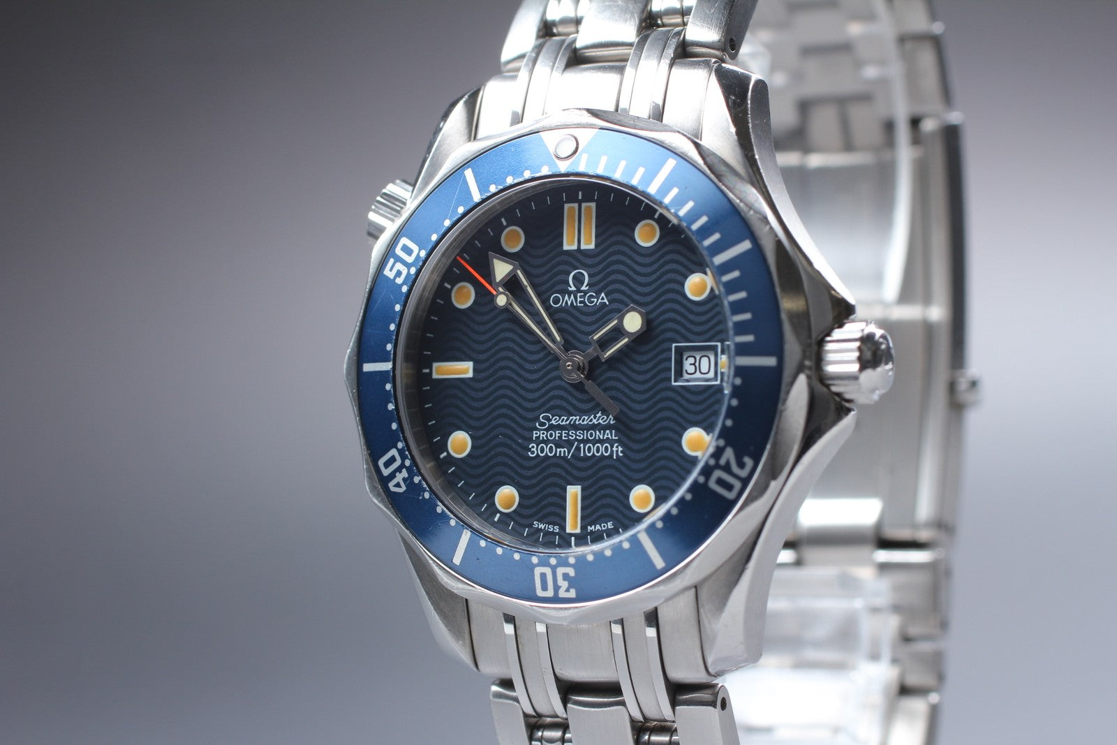 [Exc+5 Box] OMEGA Seamaster 2561.80 300M Date Blue 36mm Men's Quartz Watch