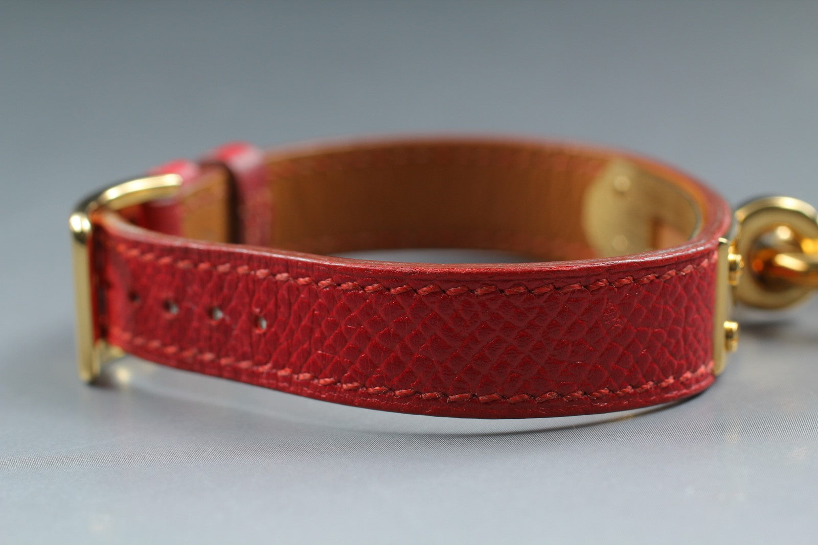 Vintage [Exc+5] HERMES Kelly Watch Gold Red Leather "Z" Woman's Quartz Watch