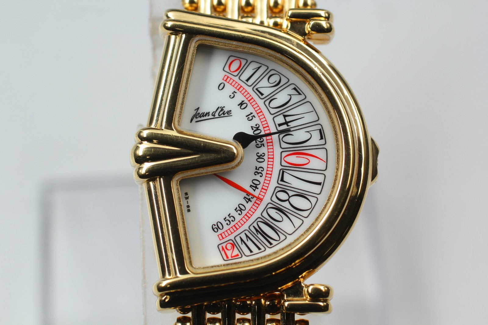 Vintage Jean d'eve Sectora Gold 25mm White Dial Women's Quartz Watch JAPAN