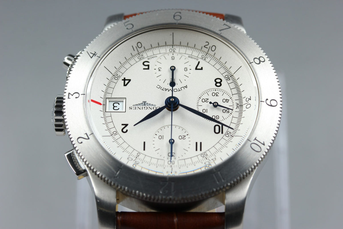 LONGINES Weems Chronograph L2.741.4 Silver 41mm Automatic Men's Watch [Box]