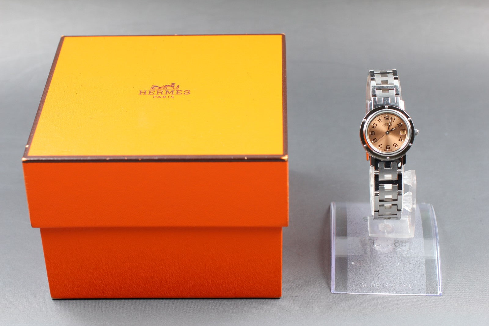 [Exc+5 Box] Hermes Clipper CL4.210 24mm Silver Woman's Quartz Watch JAPAN