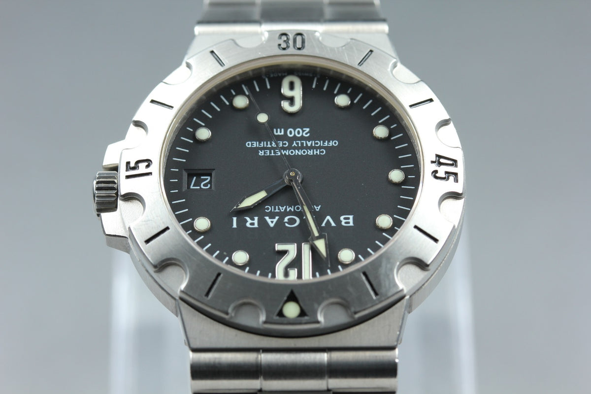 BVLGARI Diagono Scuba SD38S Automatic Date Black Men's Watch 38mm JAPAN Box