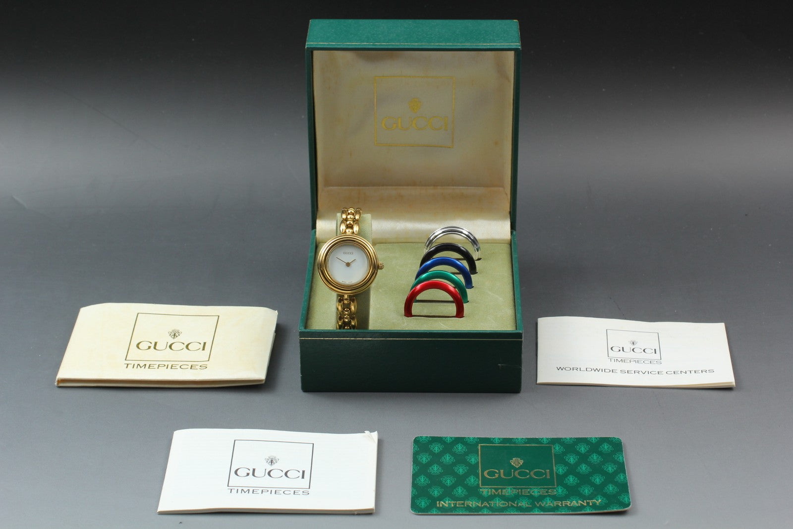 Vintage [Exc+5 Box] GUCCI Change Bezel 11/12.2 6 Colors Quartz Woman’s Watch
