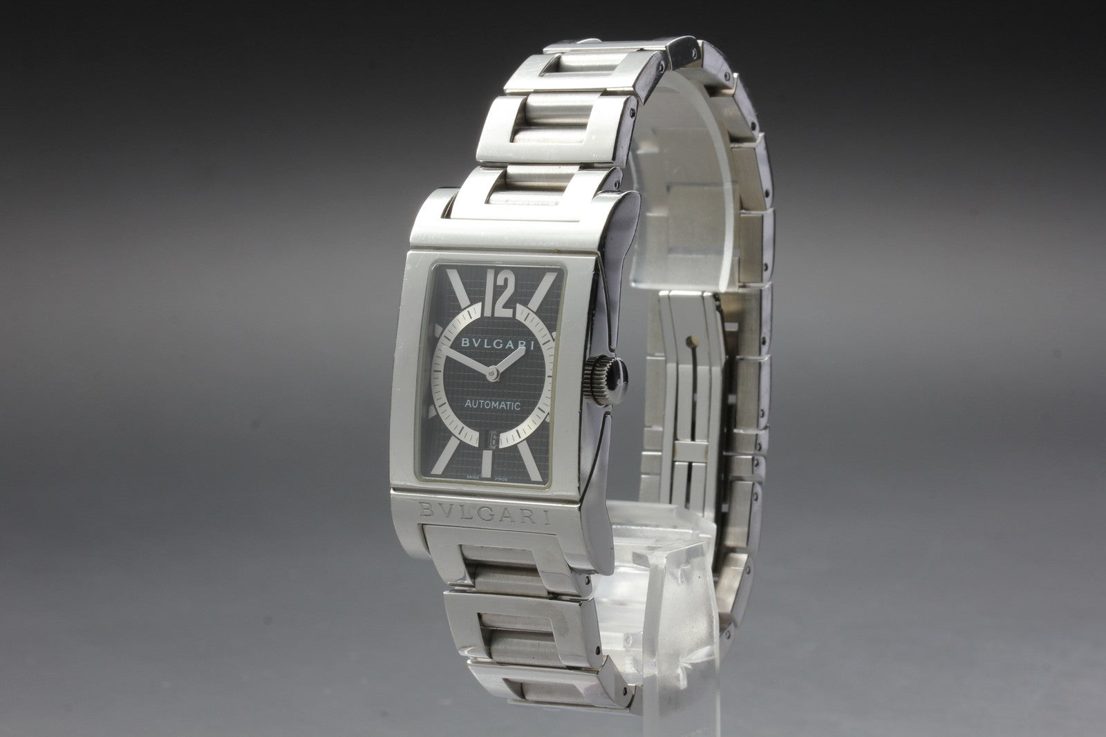[Exc+5] BVLGARI Rettangolo RT45S Automatic Black Dial Men's Watch From JAPAN Box