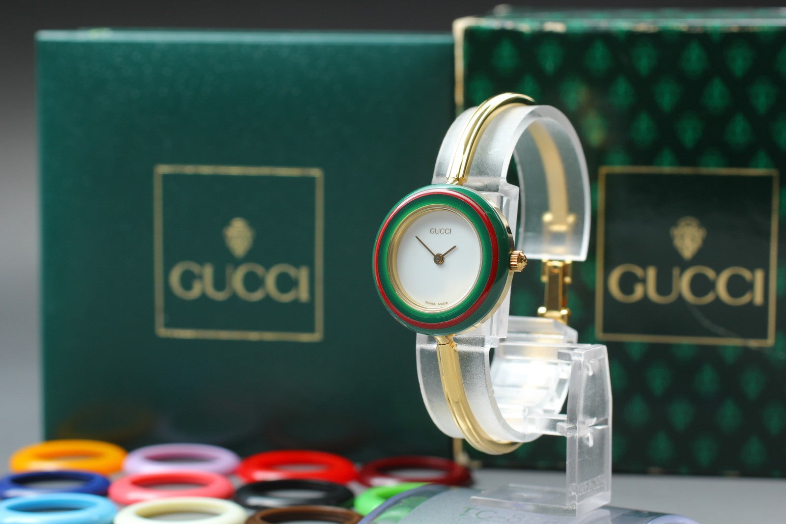 New Batt Vintage GUCCI change bezel 11/12.2 Quartz Women's Watch 25mm JAPAN Box