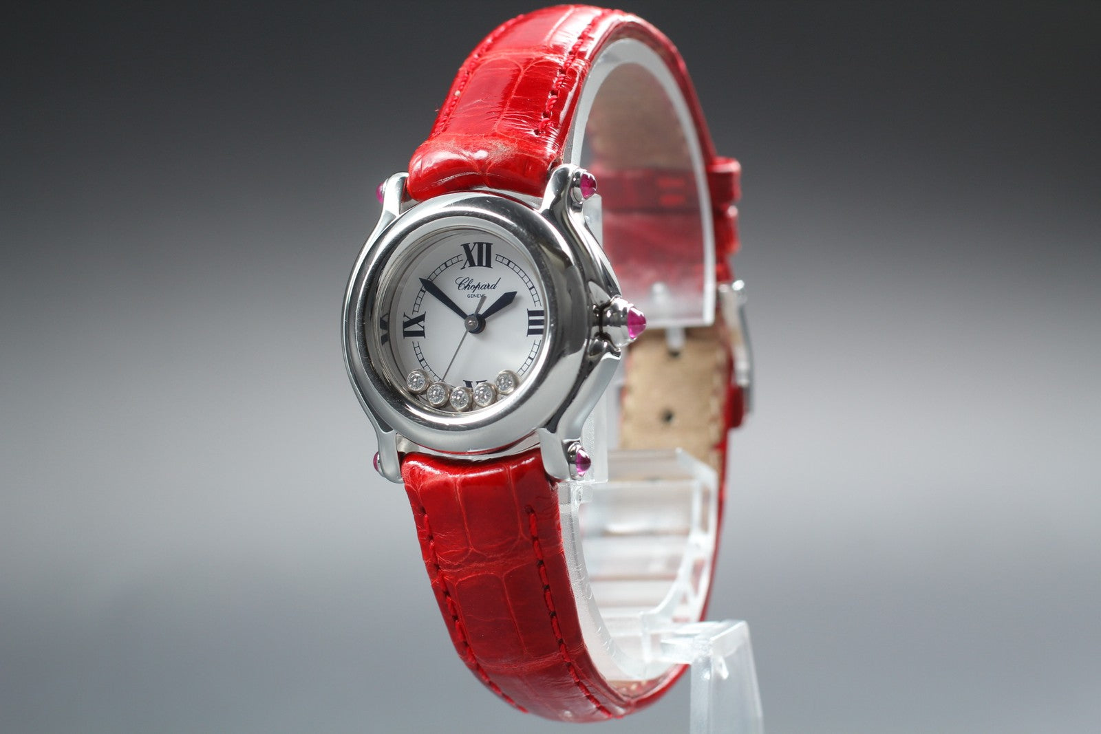 [Exc+5 Box] Chopard Happy Sport 27/8245-21 Red Diamond Quartz Women’s Watch