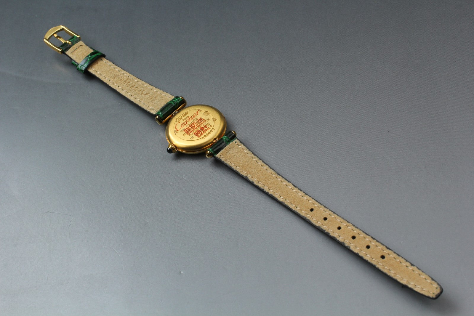 Vintage [Near MINT] Cartier Must Colisee Vermeil 590002 Green Women's Qz Watch