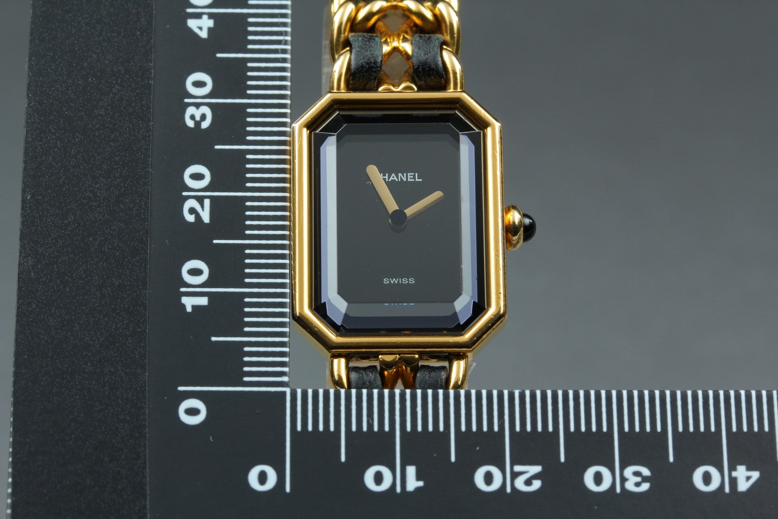 [Overhauled] CHANEL Premiere L Size Black Dial Gold 20mm Quartz Womens Watch Box