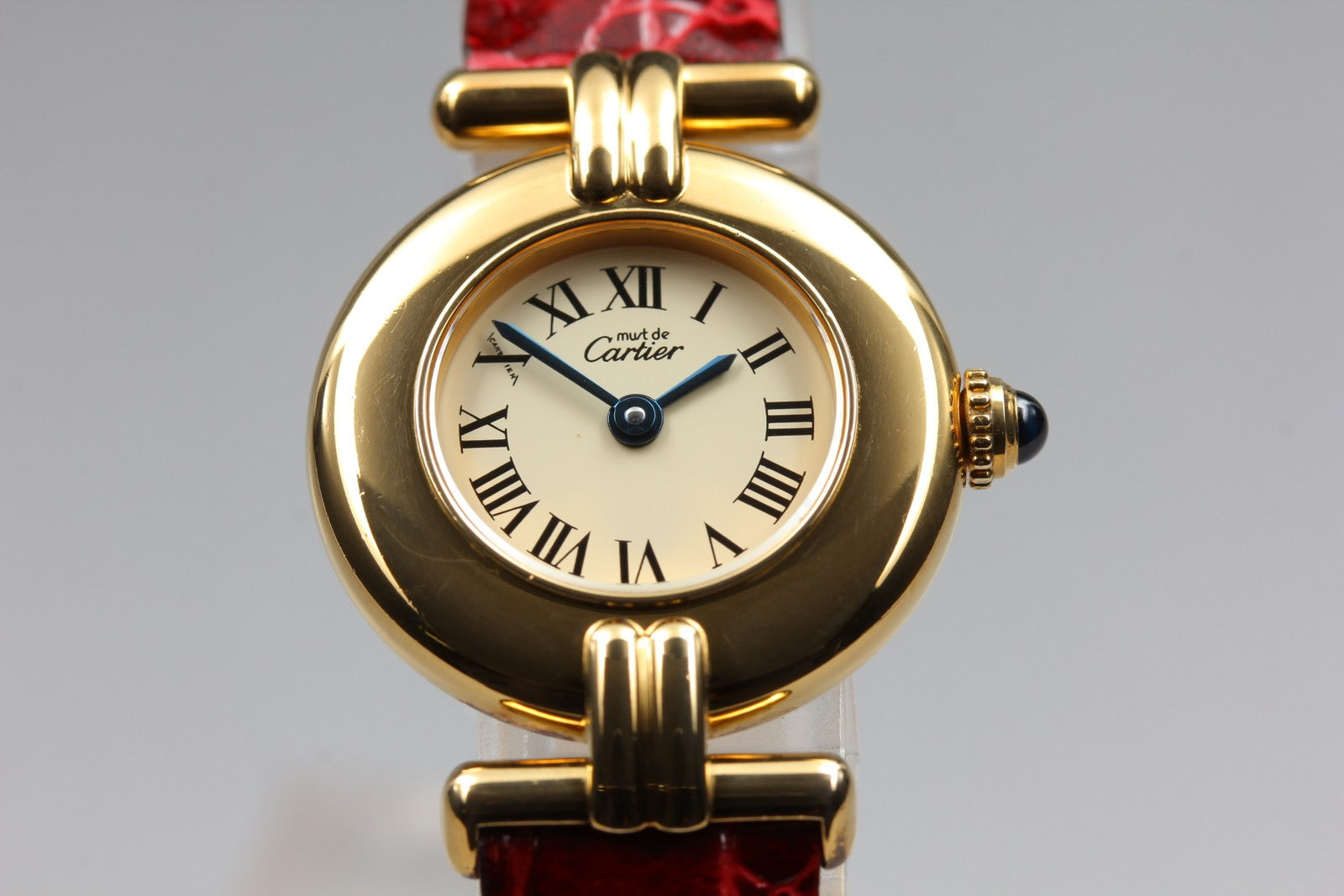 Vintage[Near MINT- Box] Cartier Must Colisee Vermeil 590002 Red Women's Qz Watch